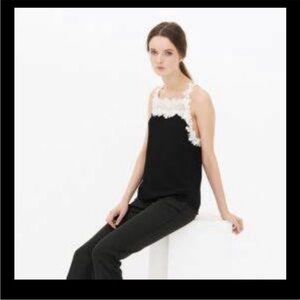 Sandro Sz 1 (Small) black and white lace tank top contrast